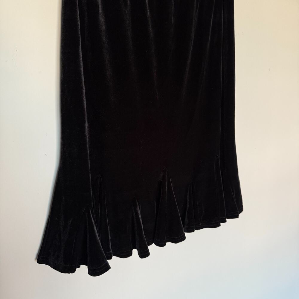 Dressbarn Women Skirt Large Black Midi Velvet Whimsigoth Grunge Fairy Old Money - Picture 3 of 5